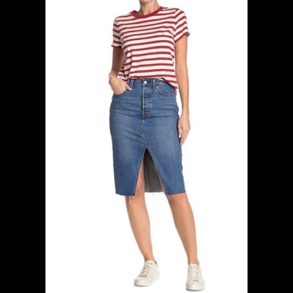 Levi's denim deconstructed jean skirt